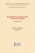 Recherches de philologie et de linguistique.  Deuxième série